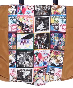 コラージュ総柄 パラコード配色トートバッグ-12