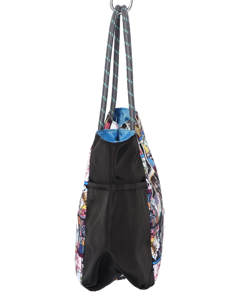 コラージュ総柄 パラコード配色トートバッグ-16