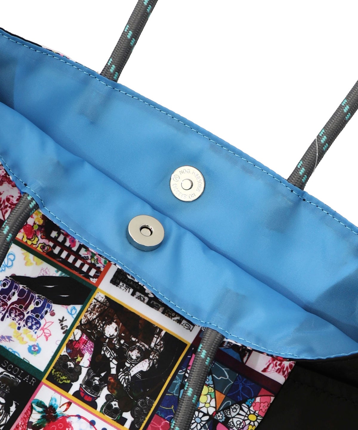 コラージュ総柄 パラコード配色トートバッグ-19