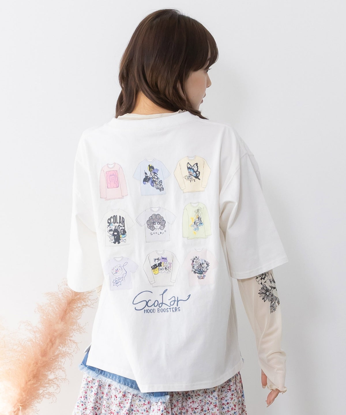 胸ポケット付き ストリート風バックプリントTシャツ-6
