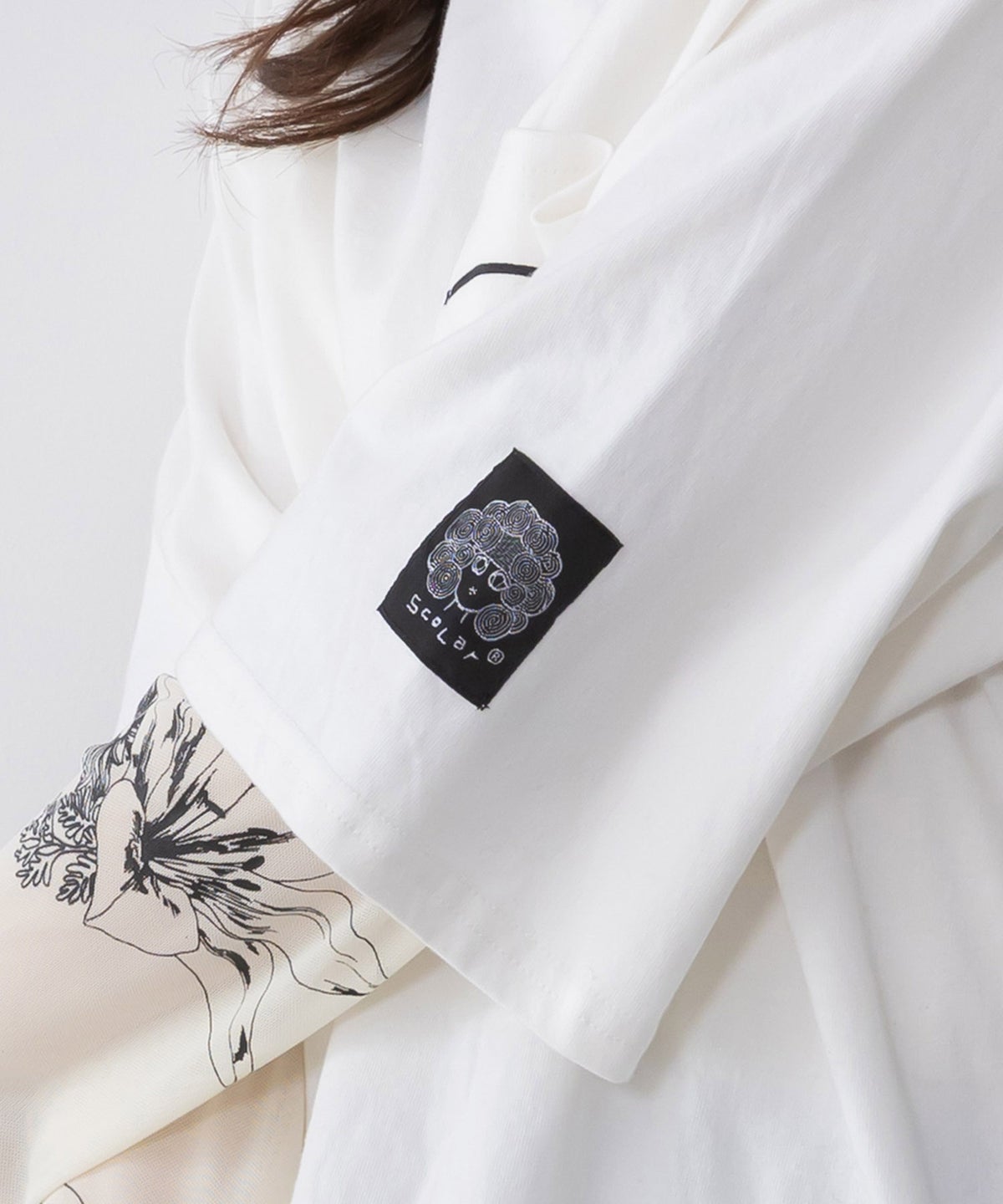 胸ポケット付き ストリート風バックプリントTシャツ-9