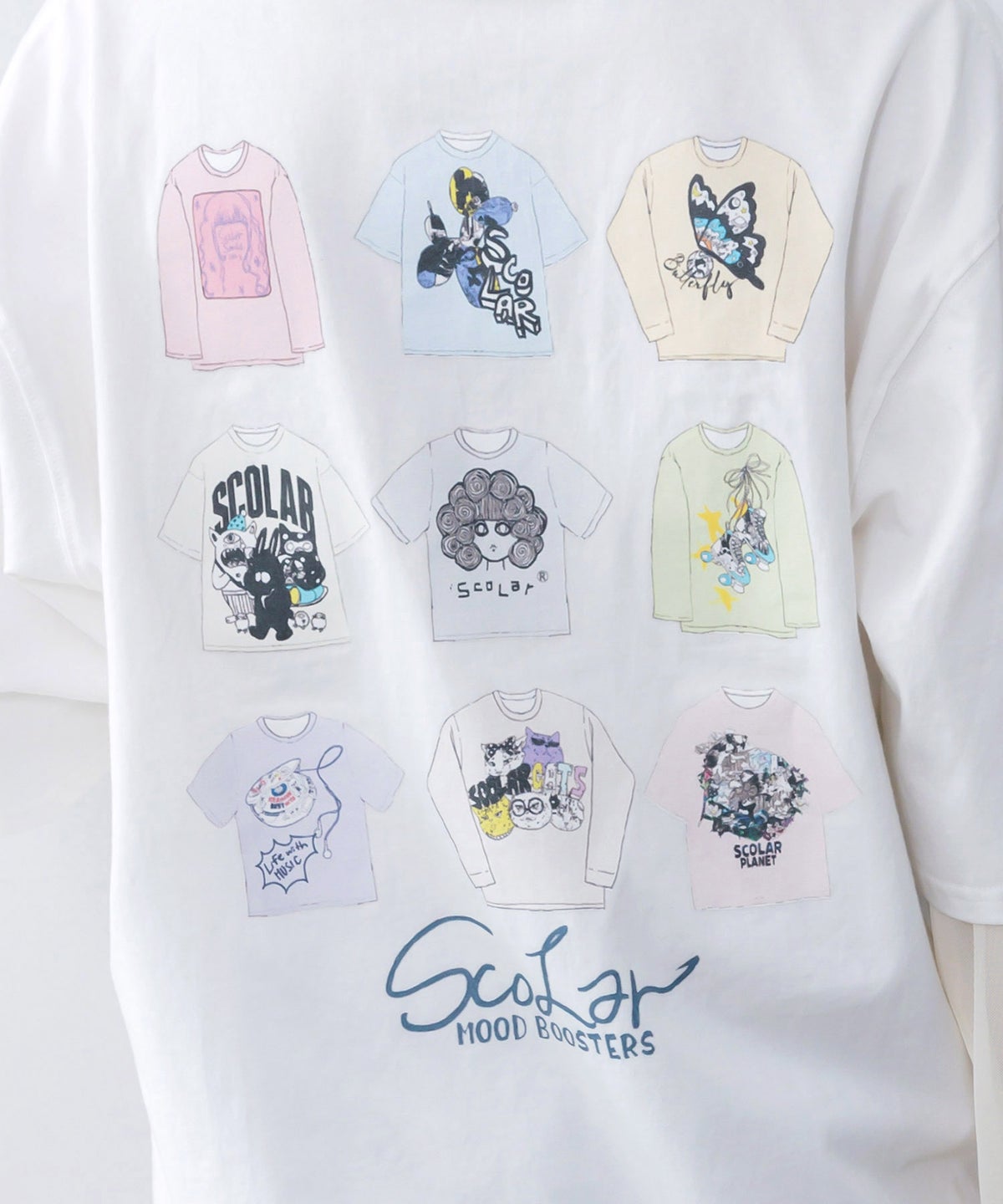 胸ポケット付き ストリート風バックプリントTシャツ-10