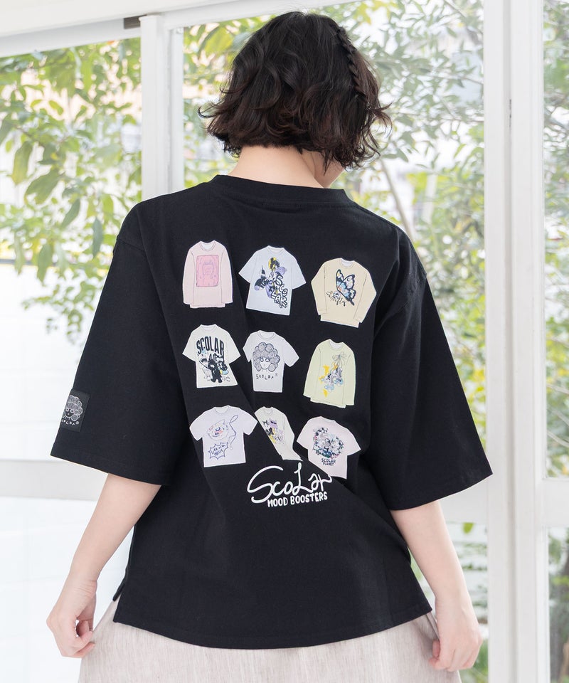 胸ポケット付き ストリート風バックプリントTシャツ-15