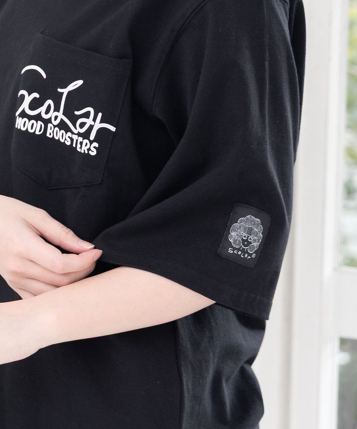 胸ポケット付き ストリート風バックプリントTシャツ-18