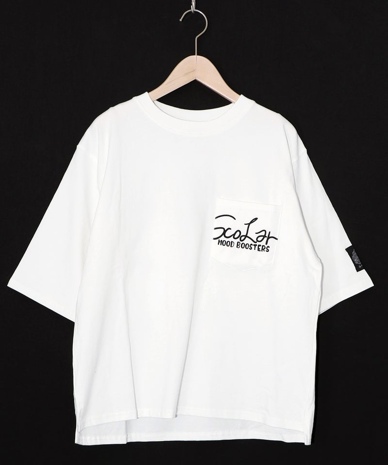 胸ポケット付き ストリート風バックプリントTシャツ-20