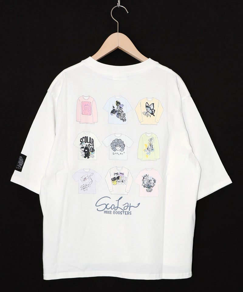 胸ポケット付き ストリート風バックプリントTシャツ-21
