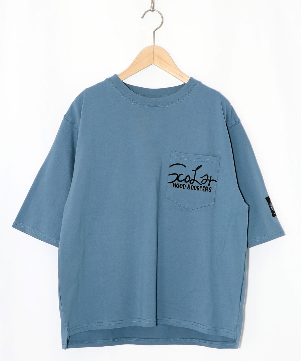 胸ポケット付き ストリート風バックプリントTシャツ-26