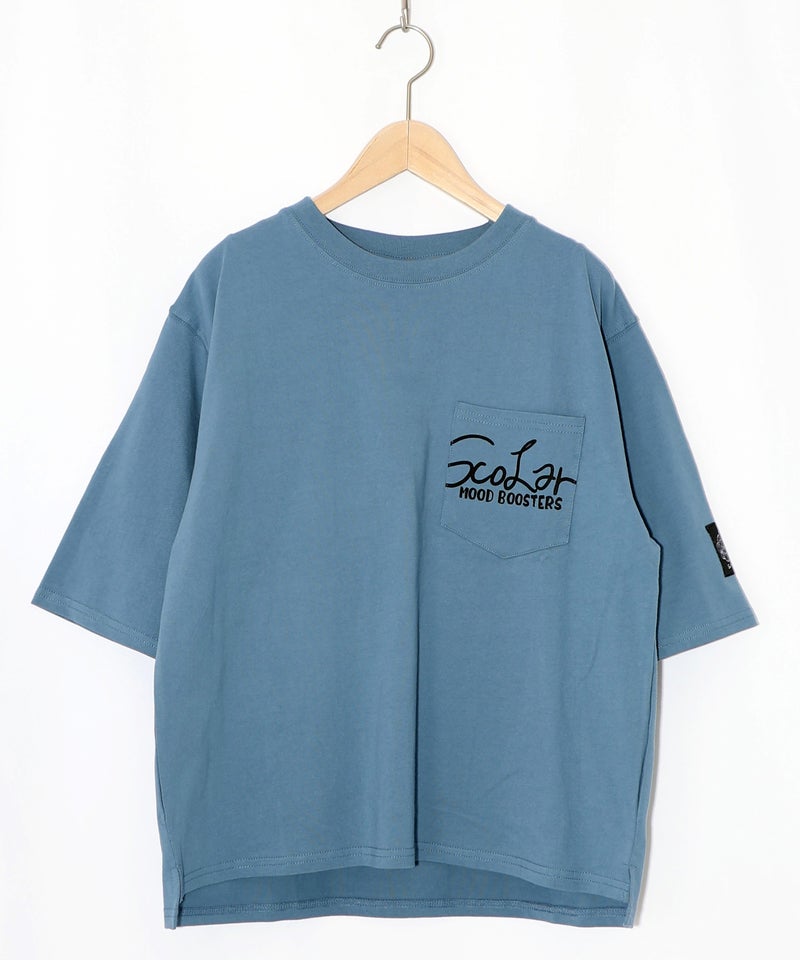 胸ポケット付き ストリート風バックプリントTシャツ-26