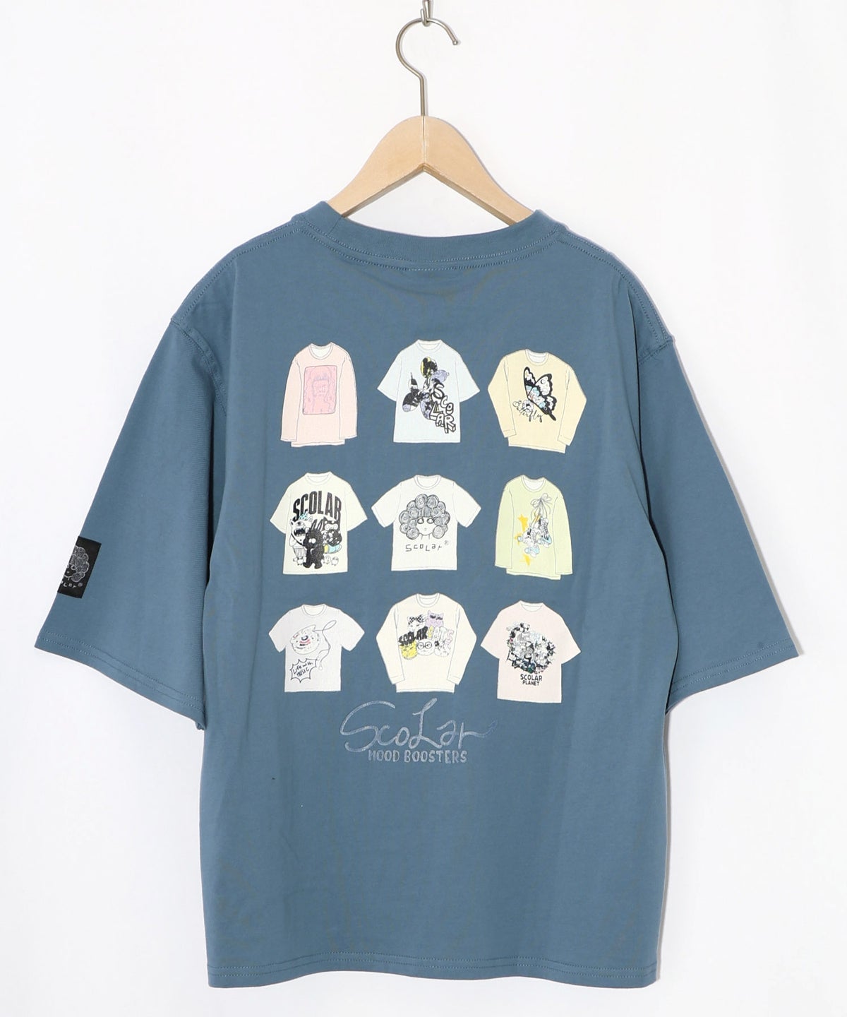 胸ポケット付き ストリート風バックプリントTシャツ-27