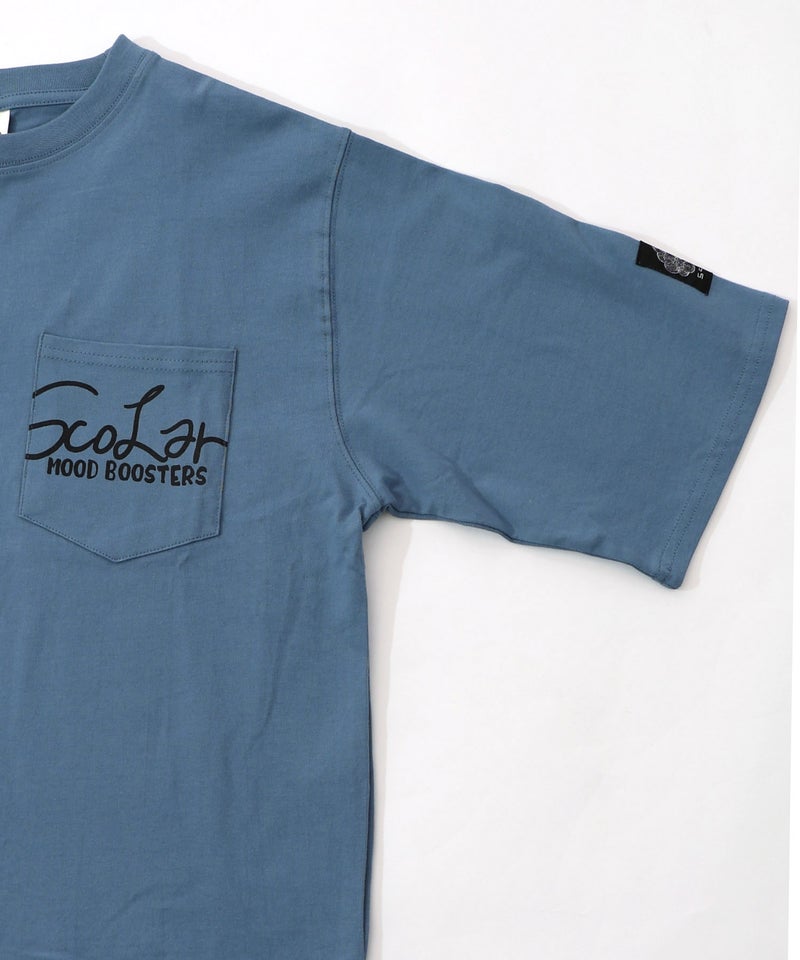 胸ポケット付き ストリート風バックプリントTシャツ-30