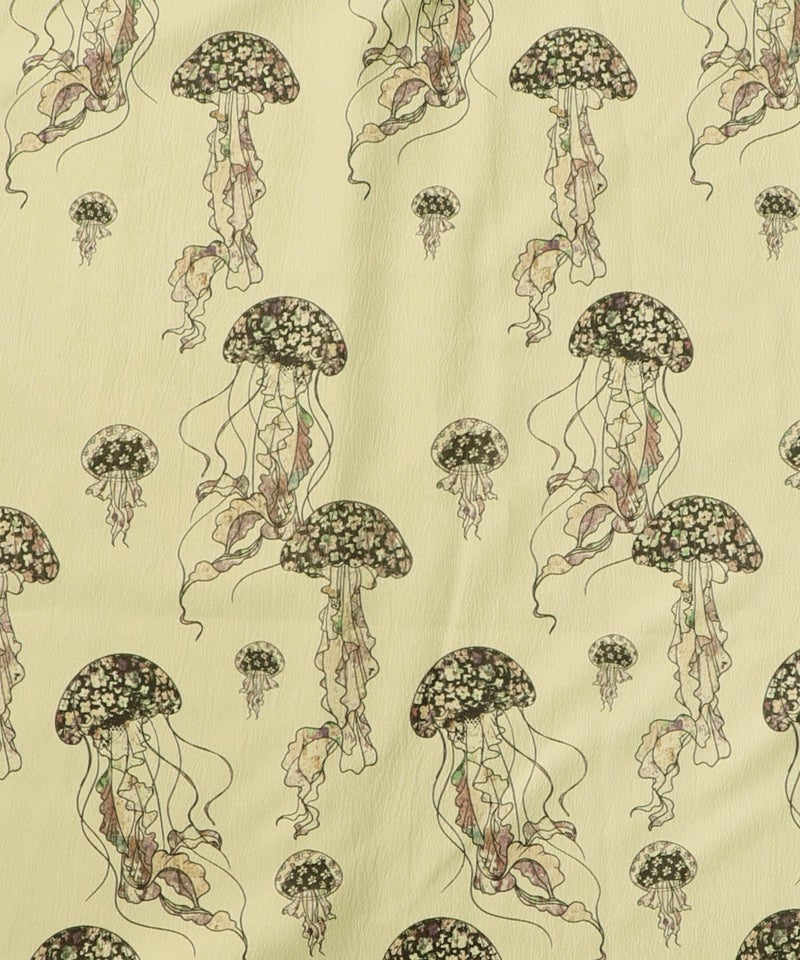 ネコorクラゲ柄×テレコ素材 ノースリーブワンピース-20