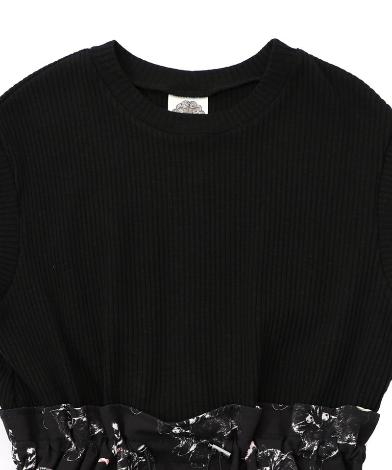 ネコorクラゲ柄×テレコ素材 ノースリーブワンピース-21