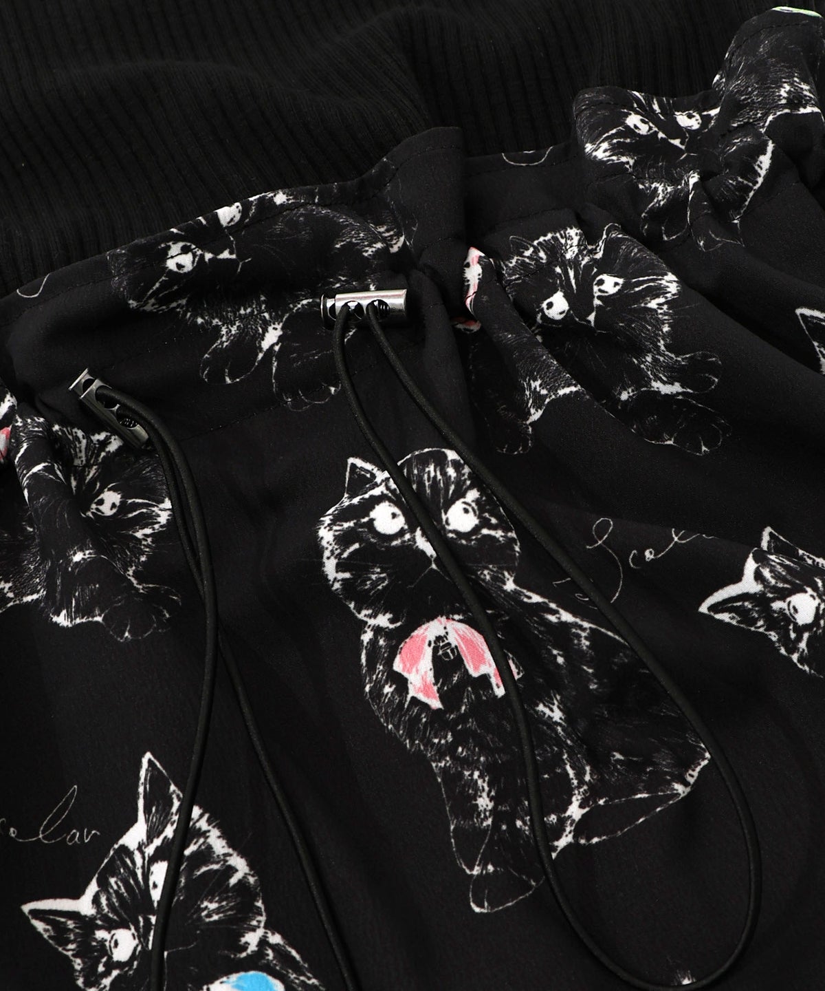 ネコorクラゲ柄×テレコ素材 ノースリーブワンピース-24