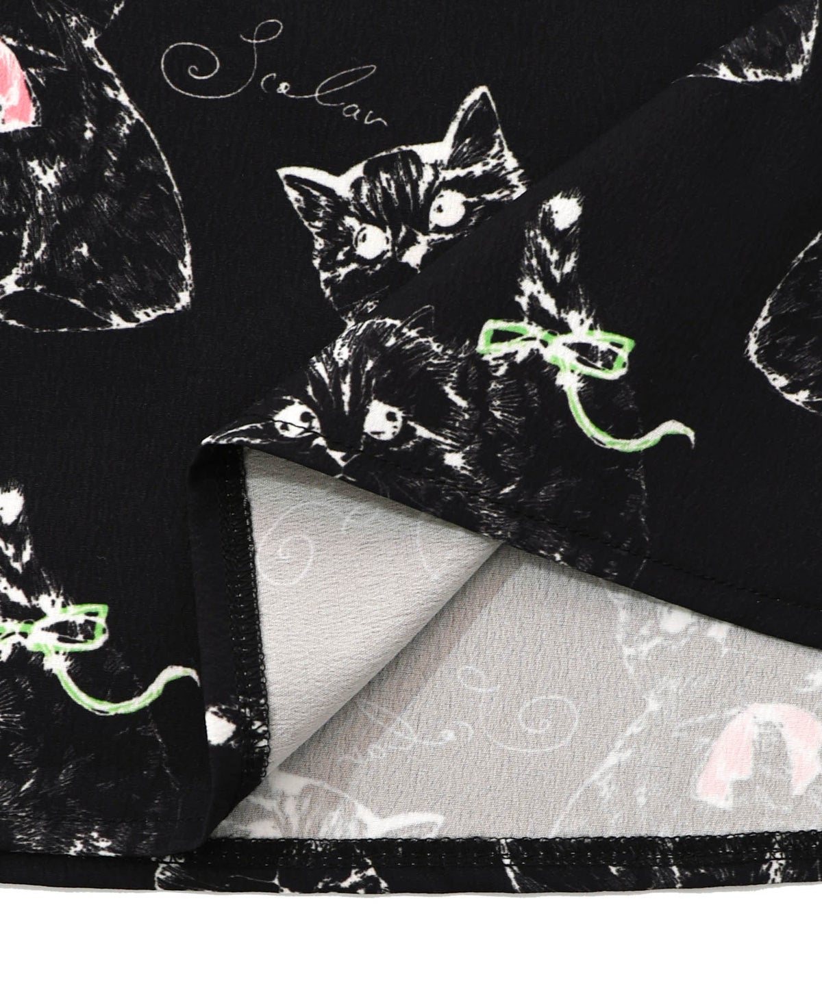 ネコorクラゲ柄×テレコ素材 ノースリーブワンピース-26