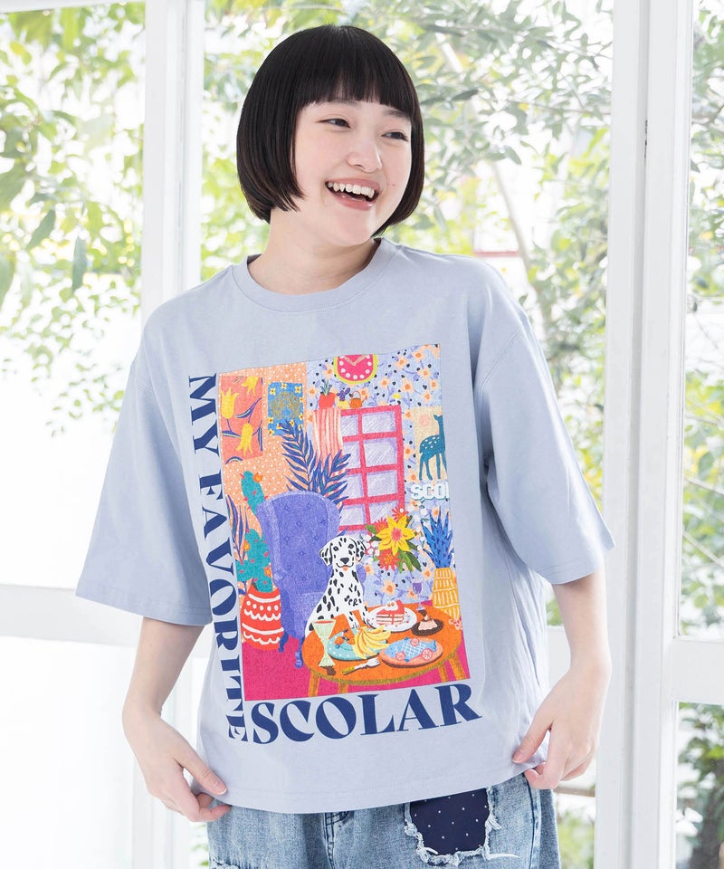 スカラールーム柄Tシャツ-1