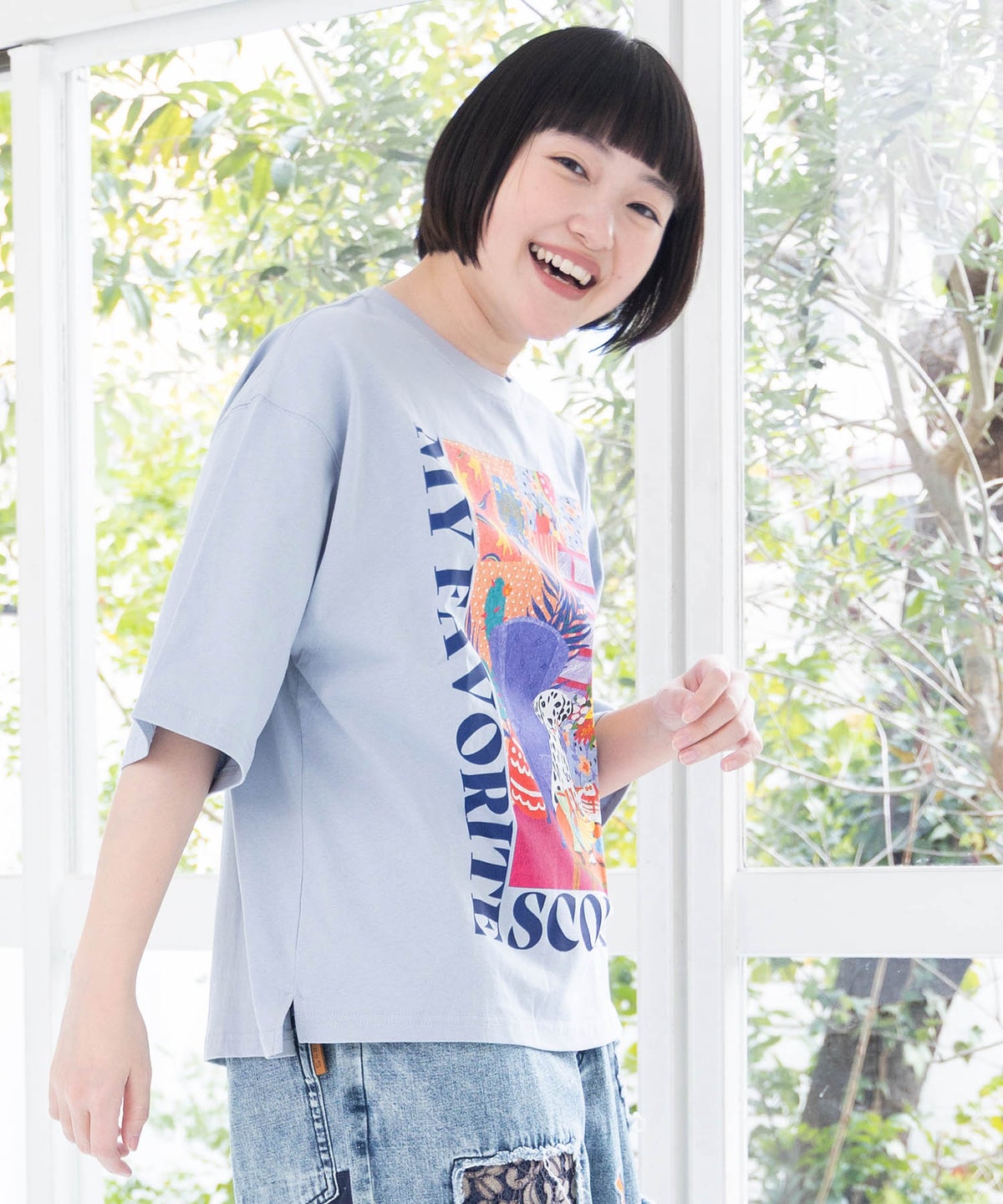 スカラールーム柄Tシャツ-6