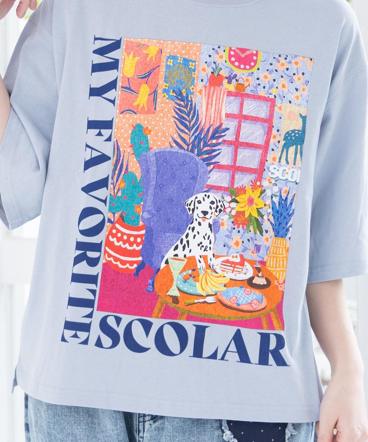 スカラールーム柄Tシャツ-7