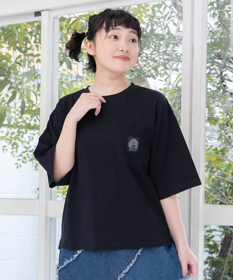 レトロスカーフ柄 バックアップリケTシャツ-1