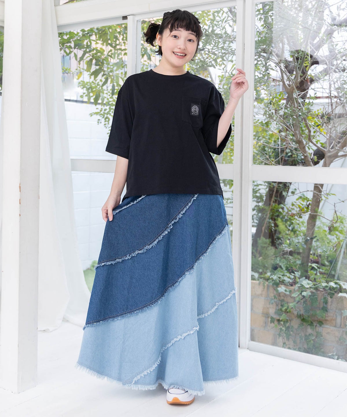 レトロスカーフ柄 バックアップリケTシャツ-3