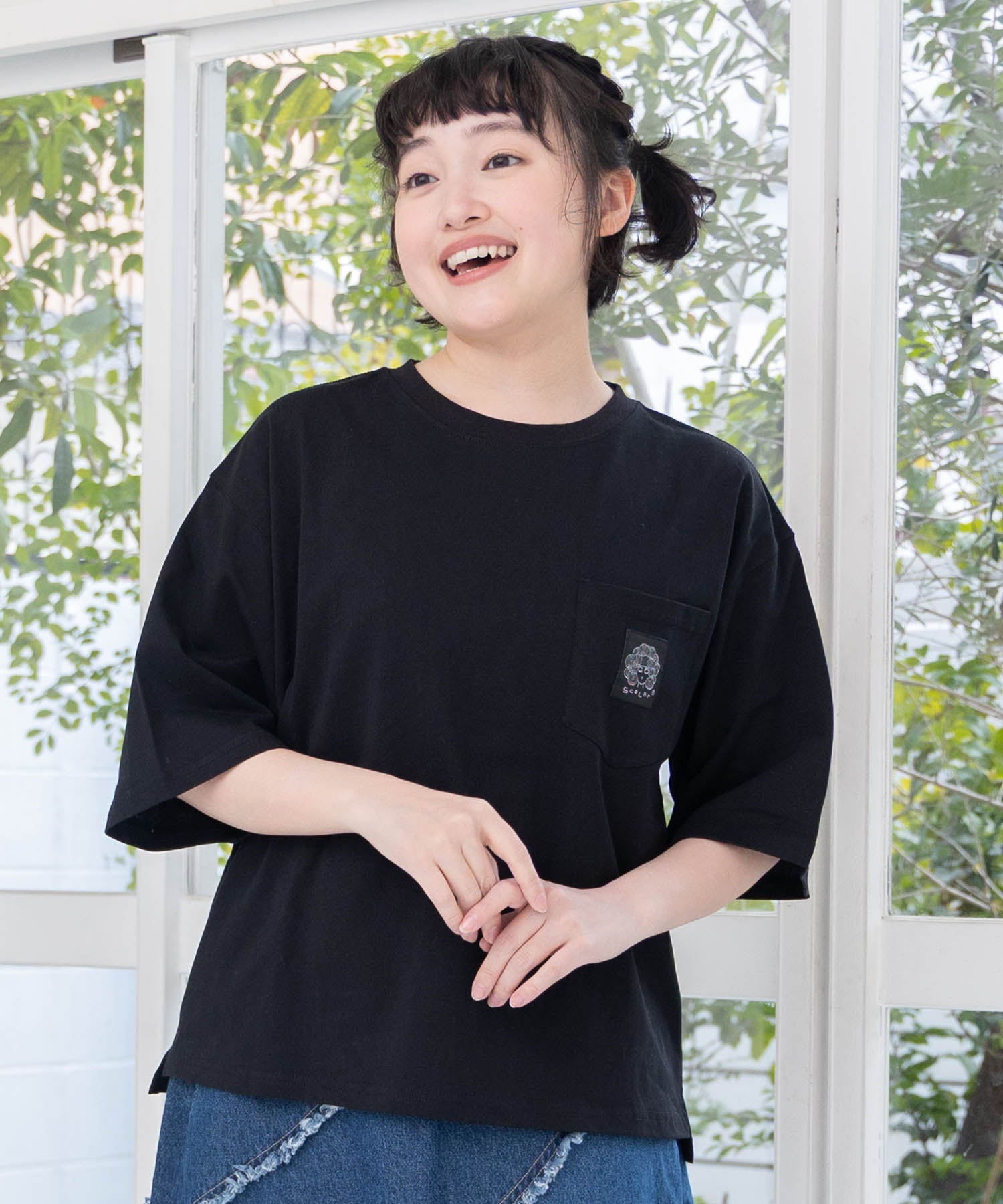 161629：レトロスカーフ柄 バックアップリケTシャツの通販-ScoLar