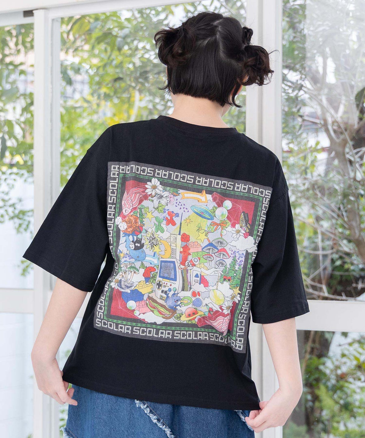 レトロスカーフ柄 バックアップリケTシャツ-6