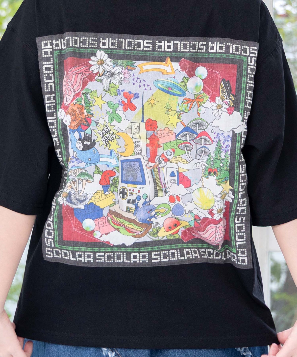 レトロスカーフ柄 バックアップリケTシャツ-9