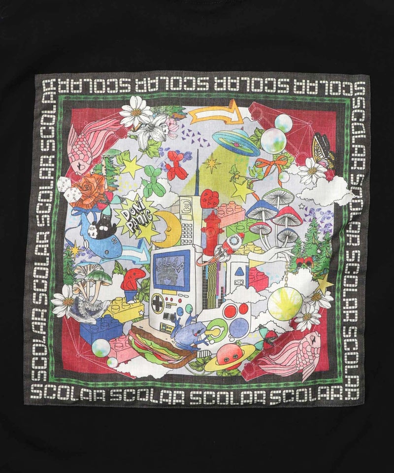 レトロスカーフ柄 バックアップリケTシャツ-15