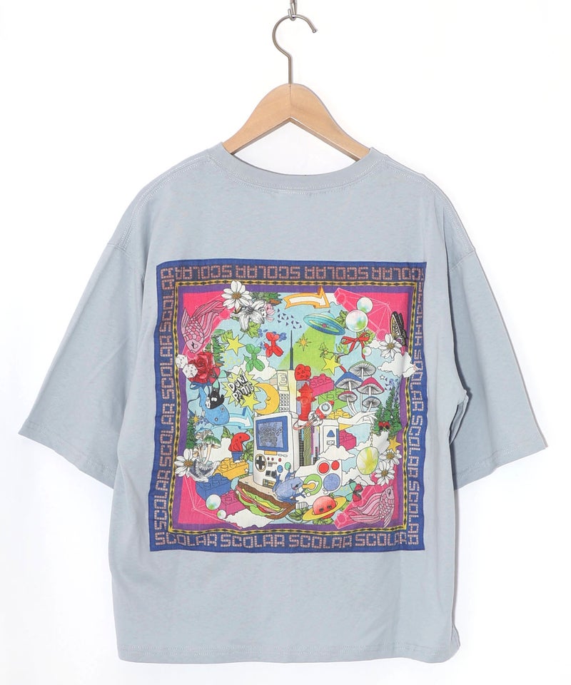 レトロスカーフ柄 バックアップリケTシャツ-17