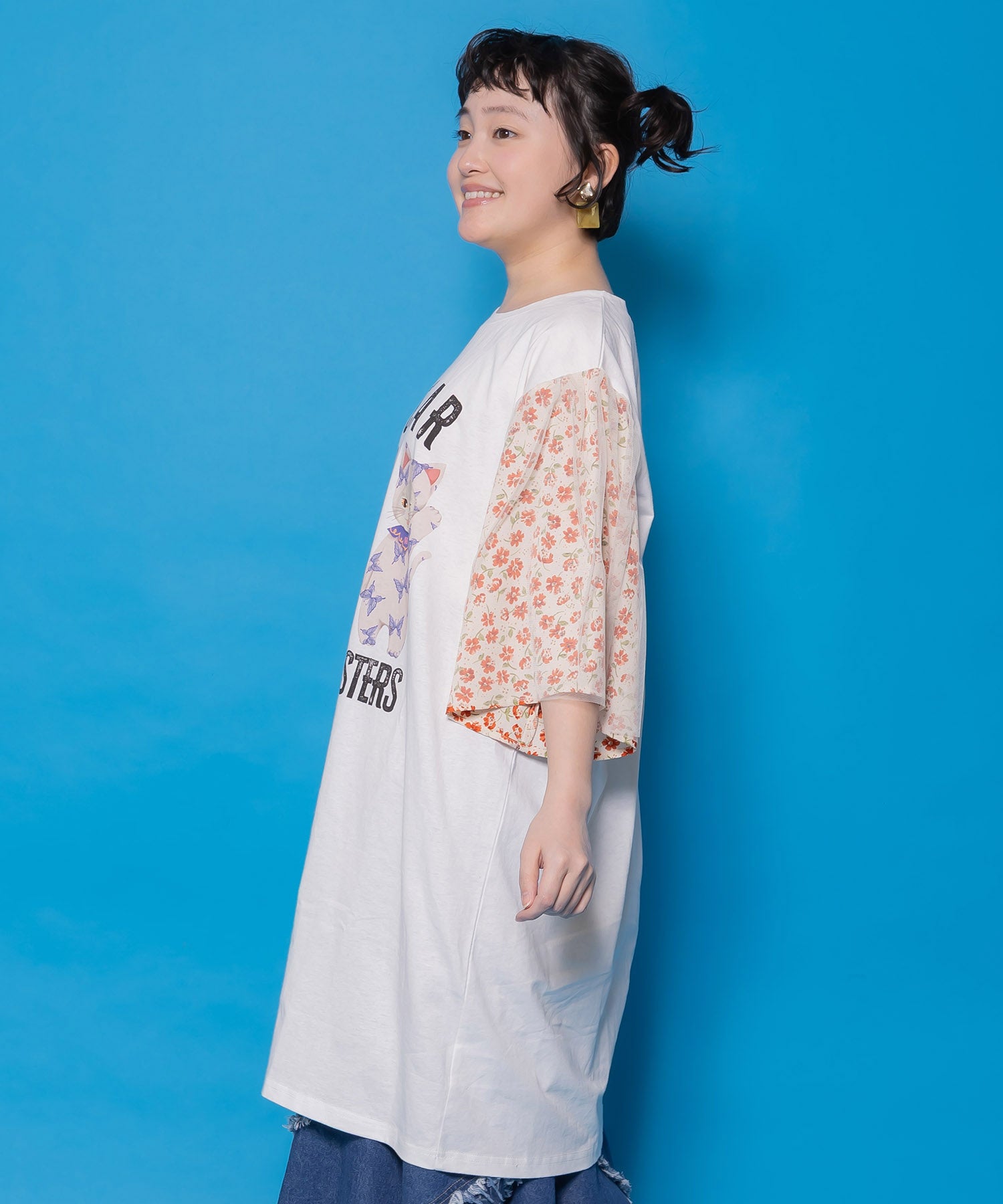 161628：おしゃれネコシスターズ チュール重ね袖ワンピースの通販-ScoLar