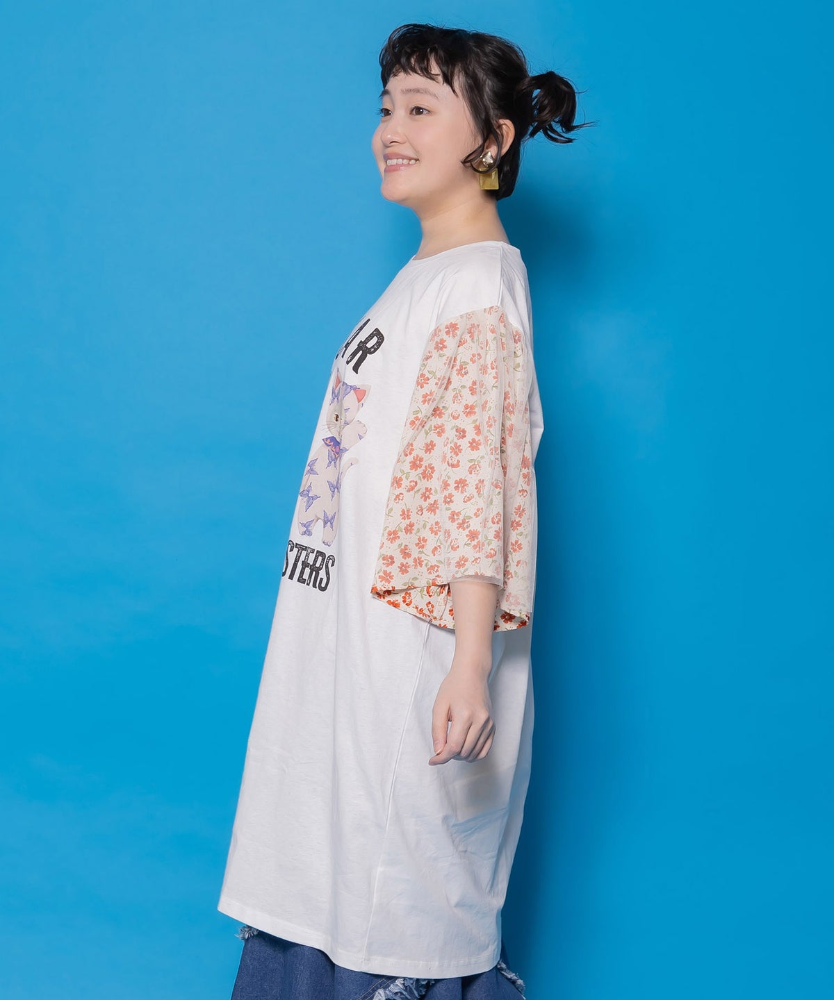 おしゃれネコシスターズ チュール重ね袖ワンピ-4