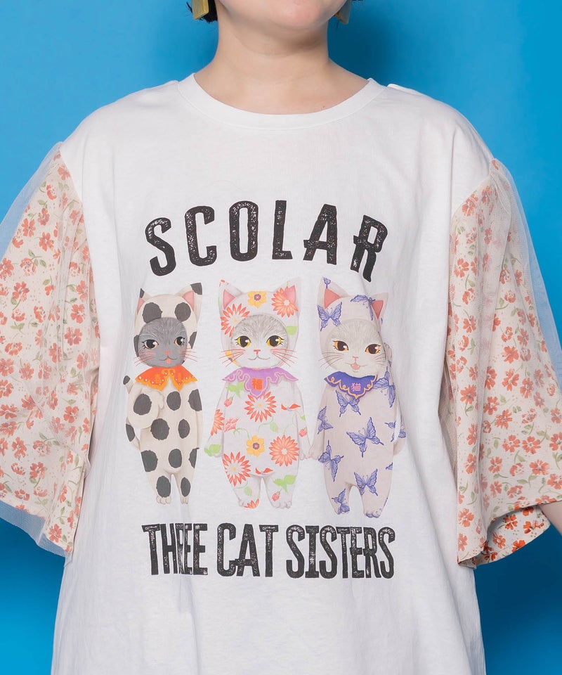 おしゃれネコシスターズ チュール重ね袖ワンピ-6
