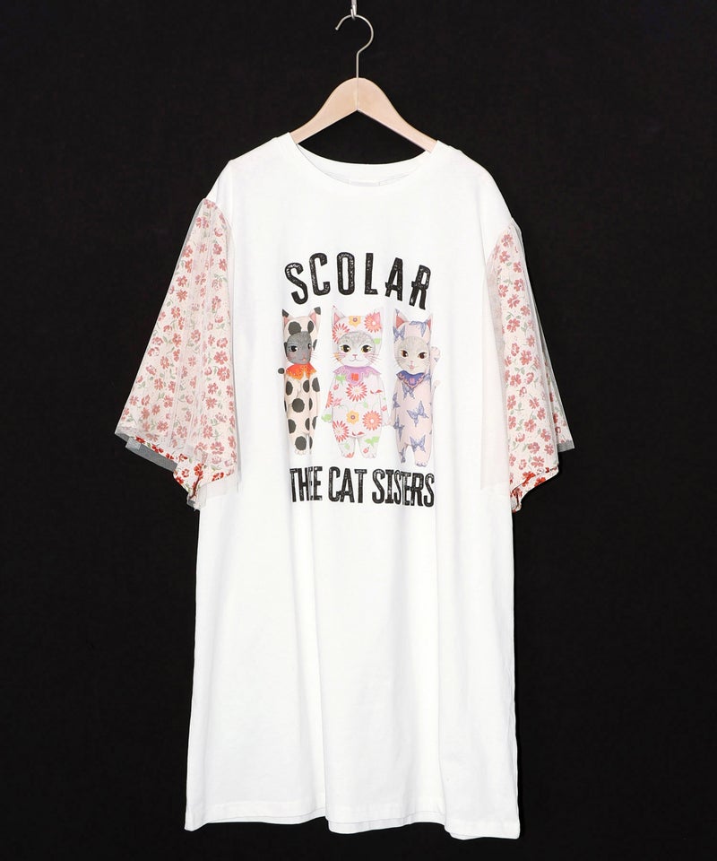 おしゃれネコシスターズ チュール重ね袖ワンピ-9