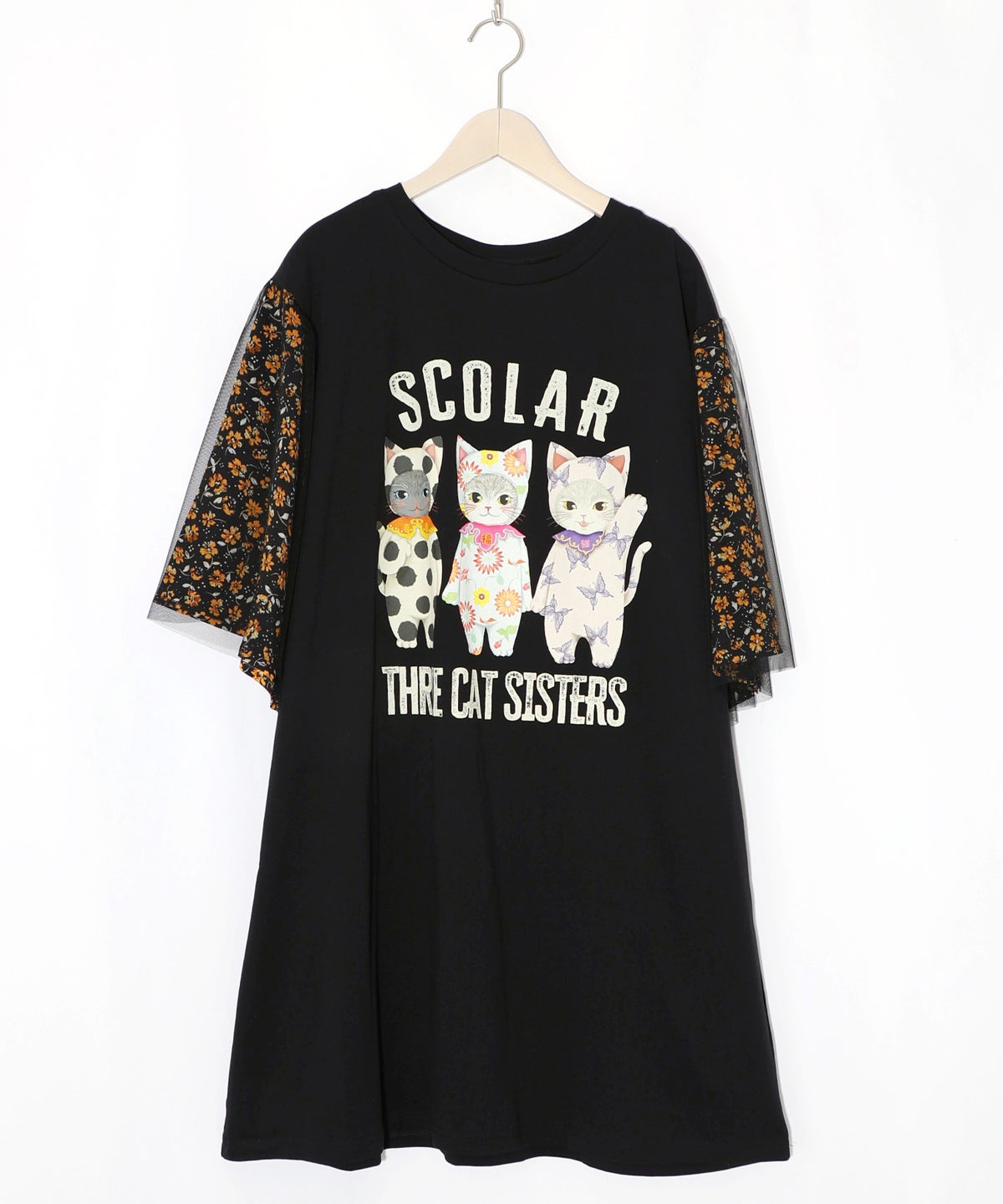 おしゃれネコシスターズ チュール重ね袖ワンピ-11