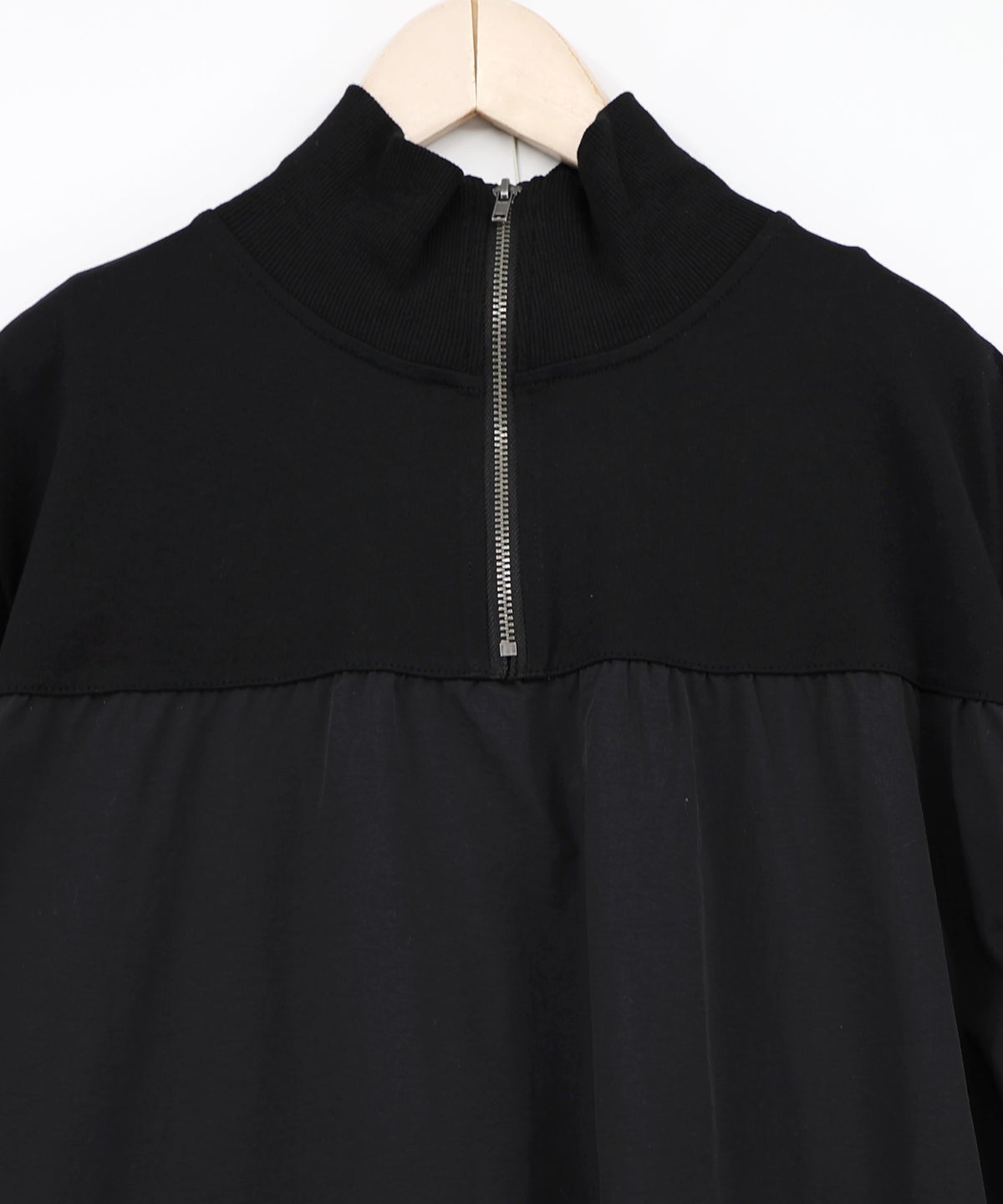 ジャージ風グラデーション裾花チュールフレアワンピース-8