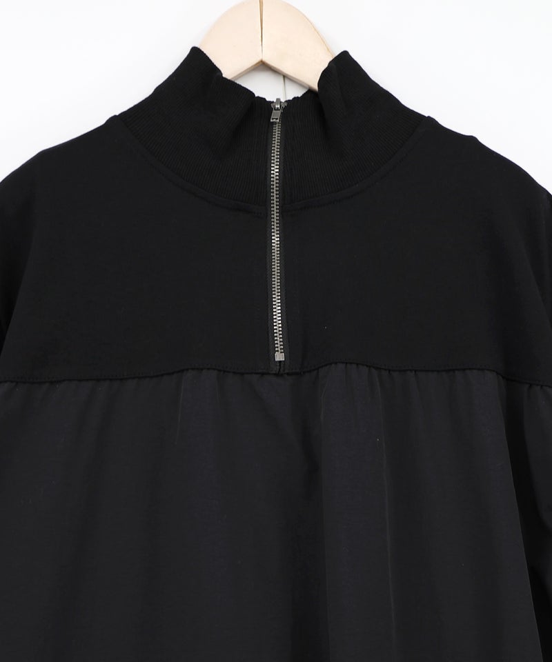 ジャージ風グラデーション裾花チュールフレアワンピース-8