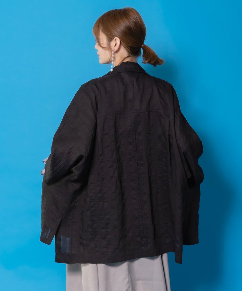 シアージャガード花蝶刺繍配色ジャケット-6