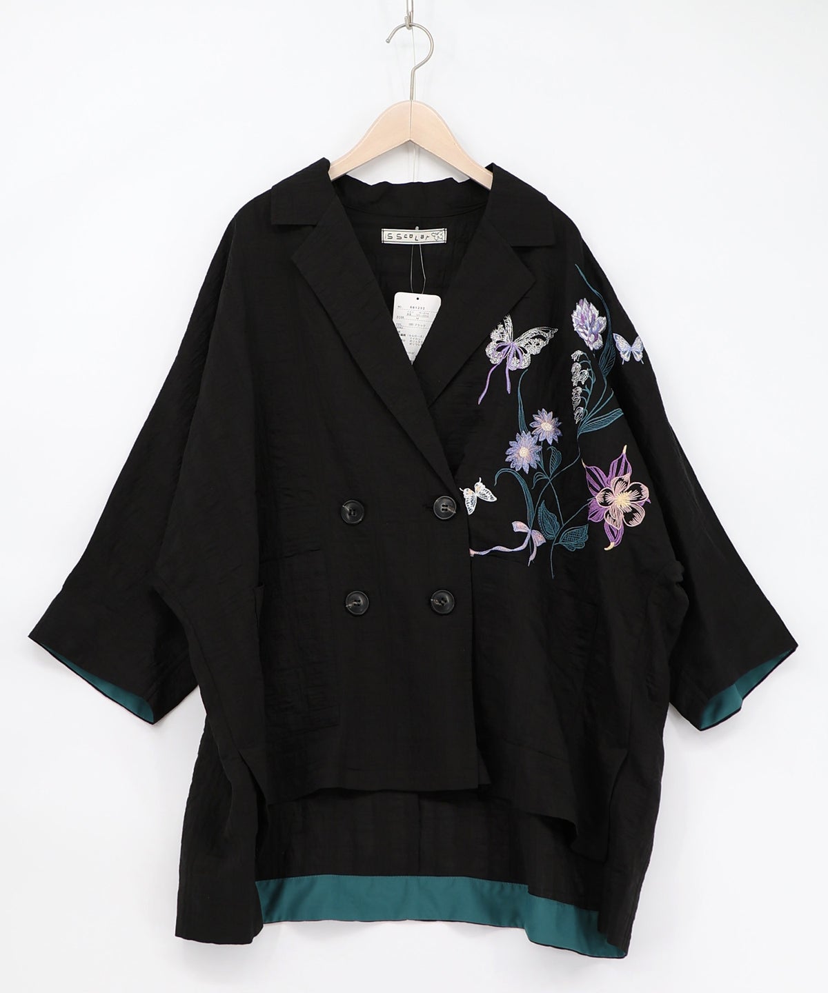 シアージャガード花蝶刺繍配色ジャケット-9