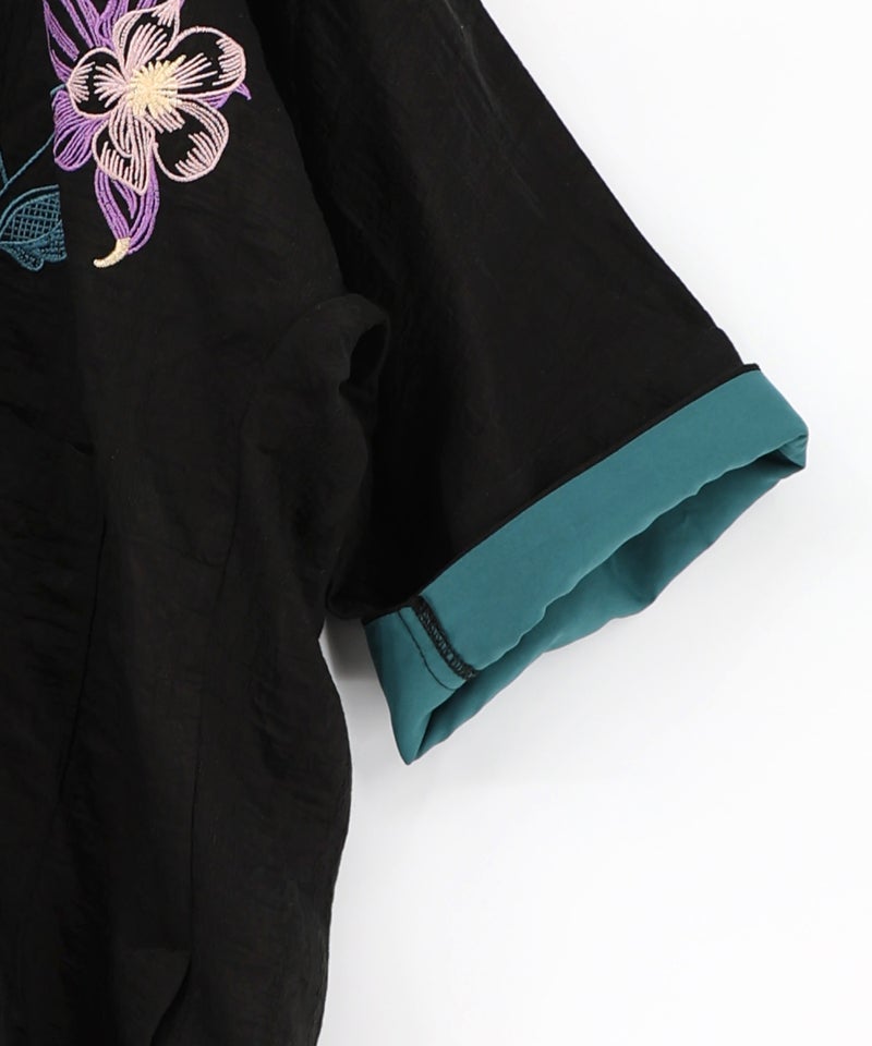 シアージャガード花蝶刺繍配色ジャケット-10