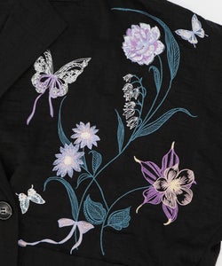 シアージャガード花蝶刺繍配色ジャケット-11