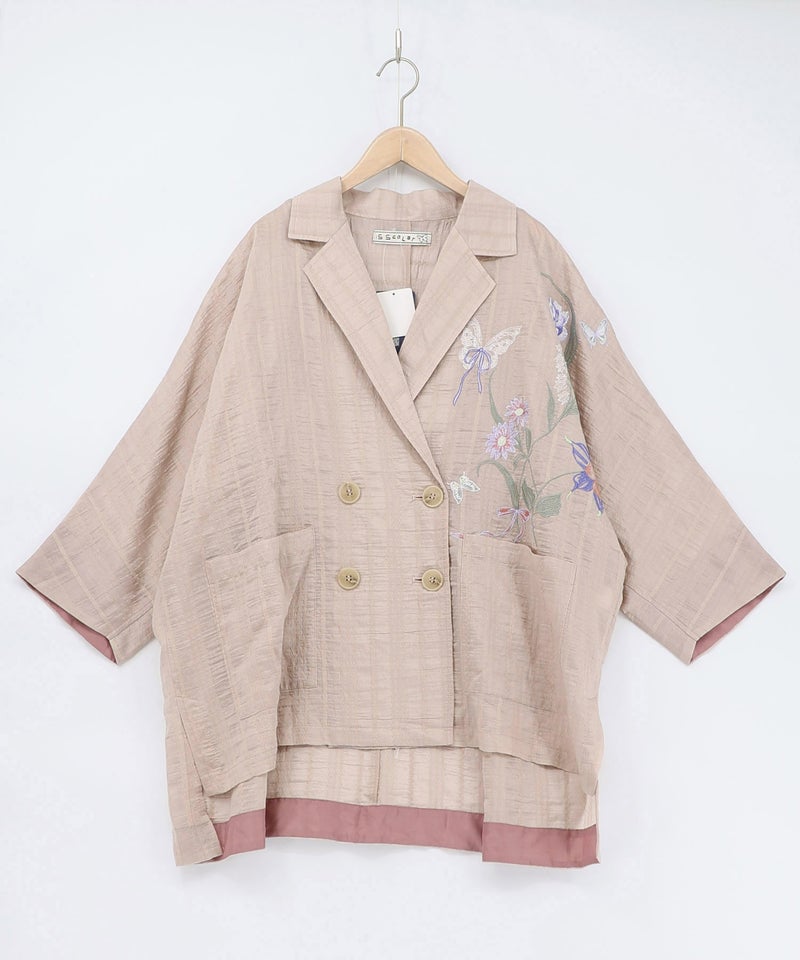 シアージャガード花蝶刺繍配色ジャケット-12