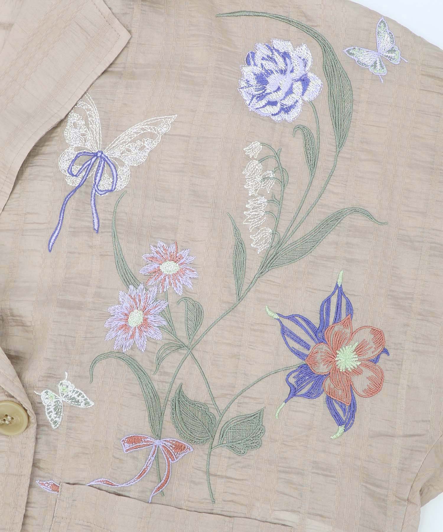 561232：シアージャガード花蝶刺繍配色ジャケットの通販-ScoLar