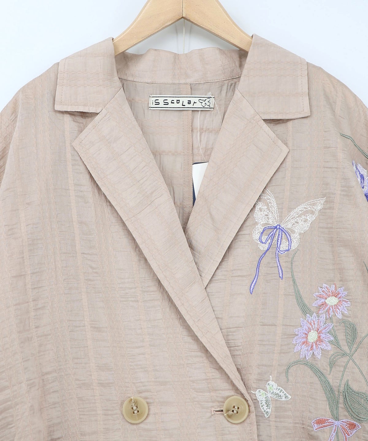 シアージャガード花蝶刺繍配色ジャケット-15