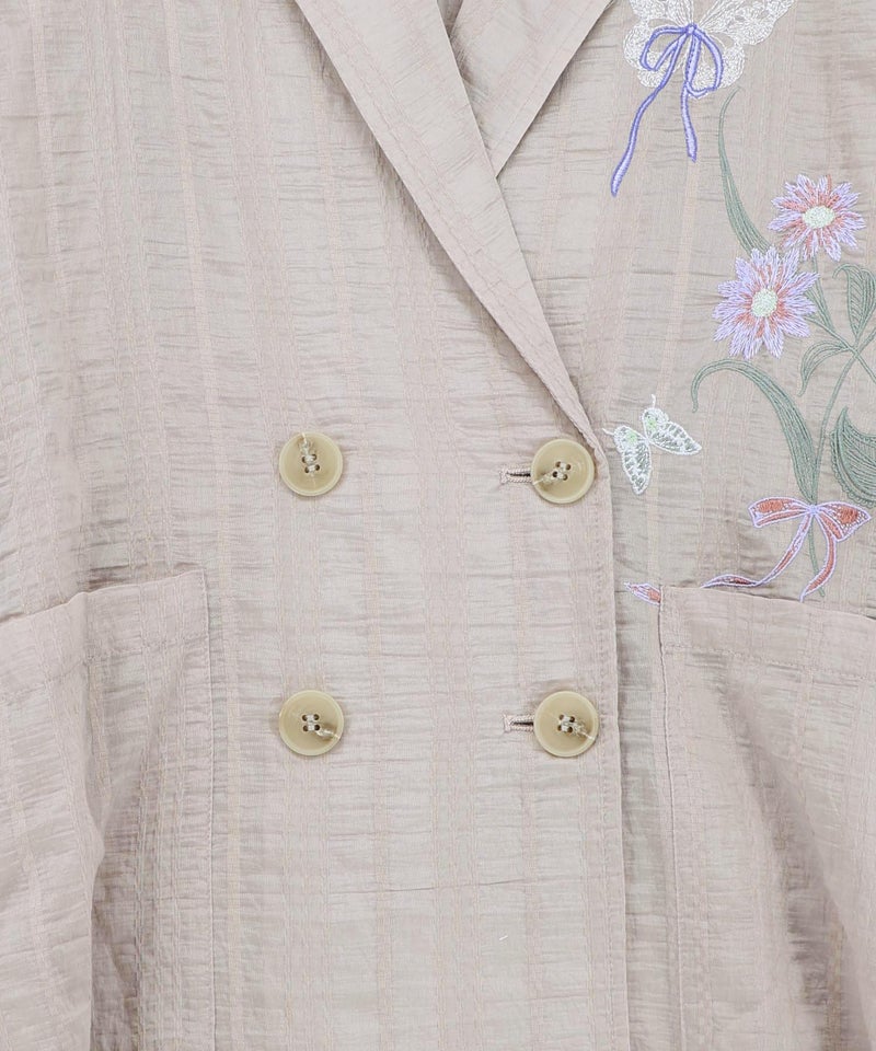 シアージャガード花蝶刺繍配色ジャケット-16