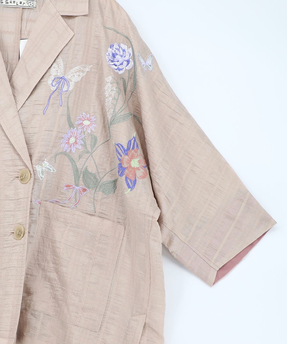 シアージャガード花蝶刺繍配色ジャケット-17