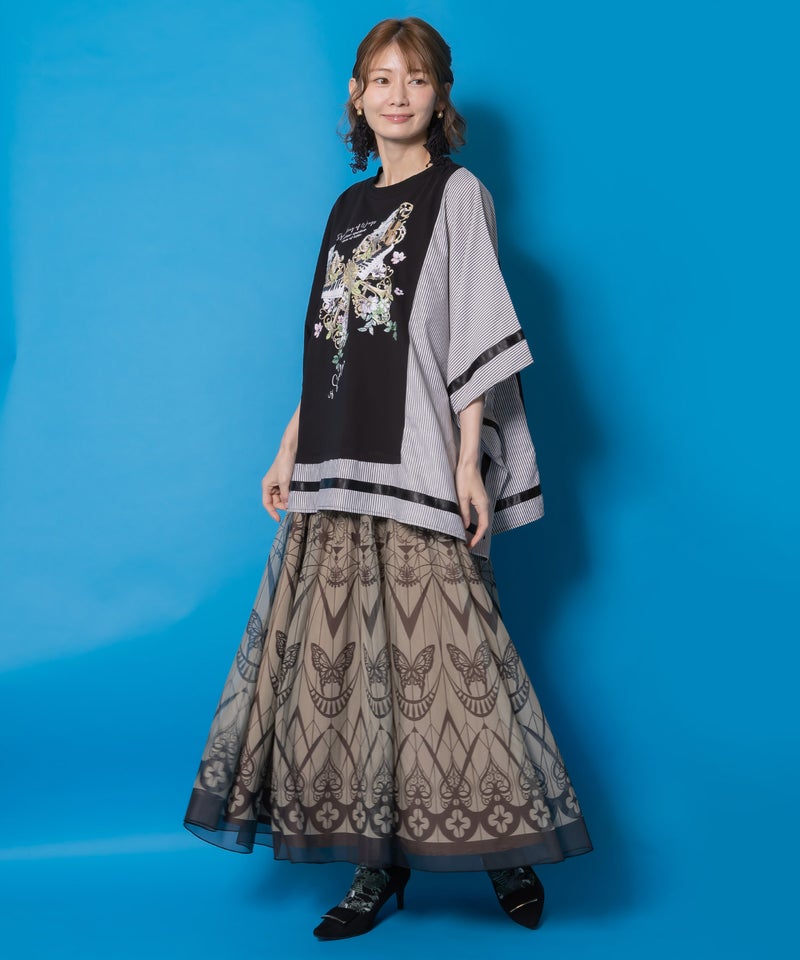 ゴシック柄チュール重ねリバーシブルスカート-3