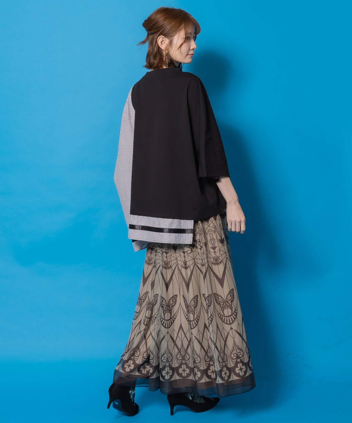 ゴシック柄チュール重ねリバーシブルスカート-5
