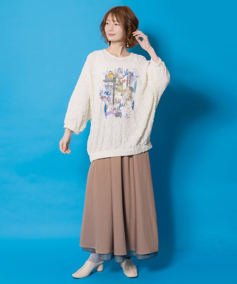 魔女の秘密コラージュ柄 シャーリングレースプルオーバー-2