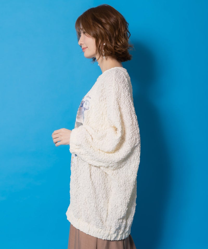 魔女の秘密コラージュ柄 シャーリングレースプルオーバー-4