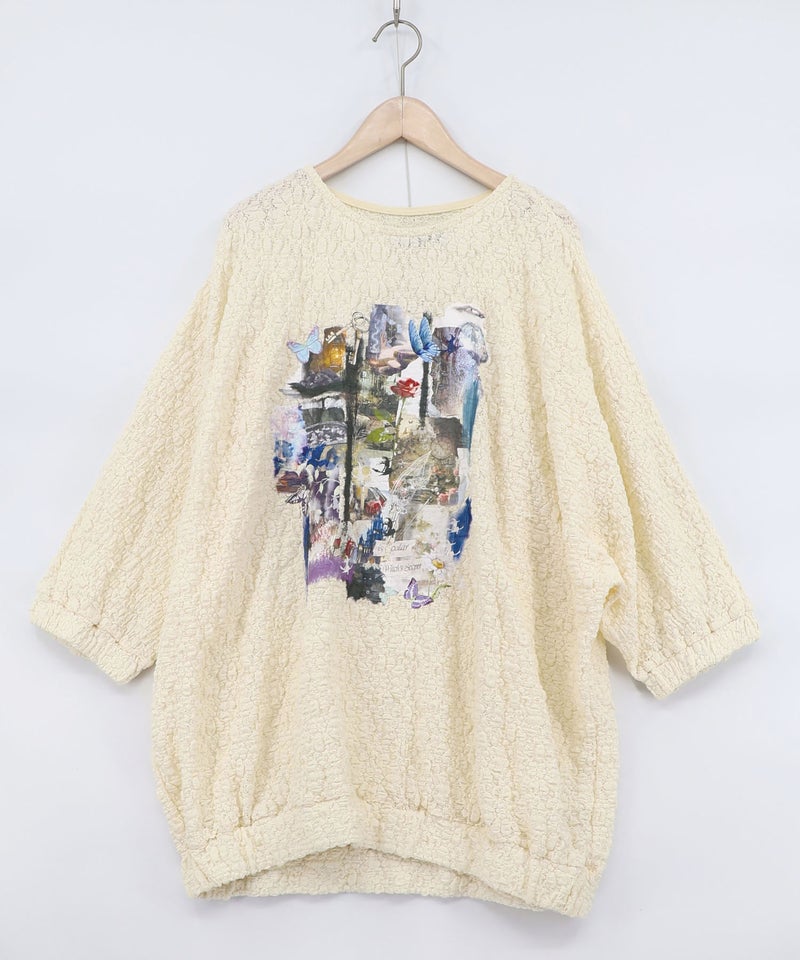 魔女の秘密コラージュ柄 シャーリングレースプルオーバー-8