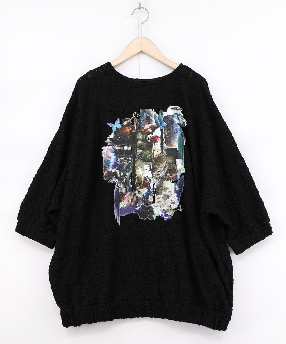 魔女の秘密コラージュ柄 シャーリングレースプルオーバー-10